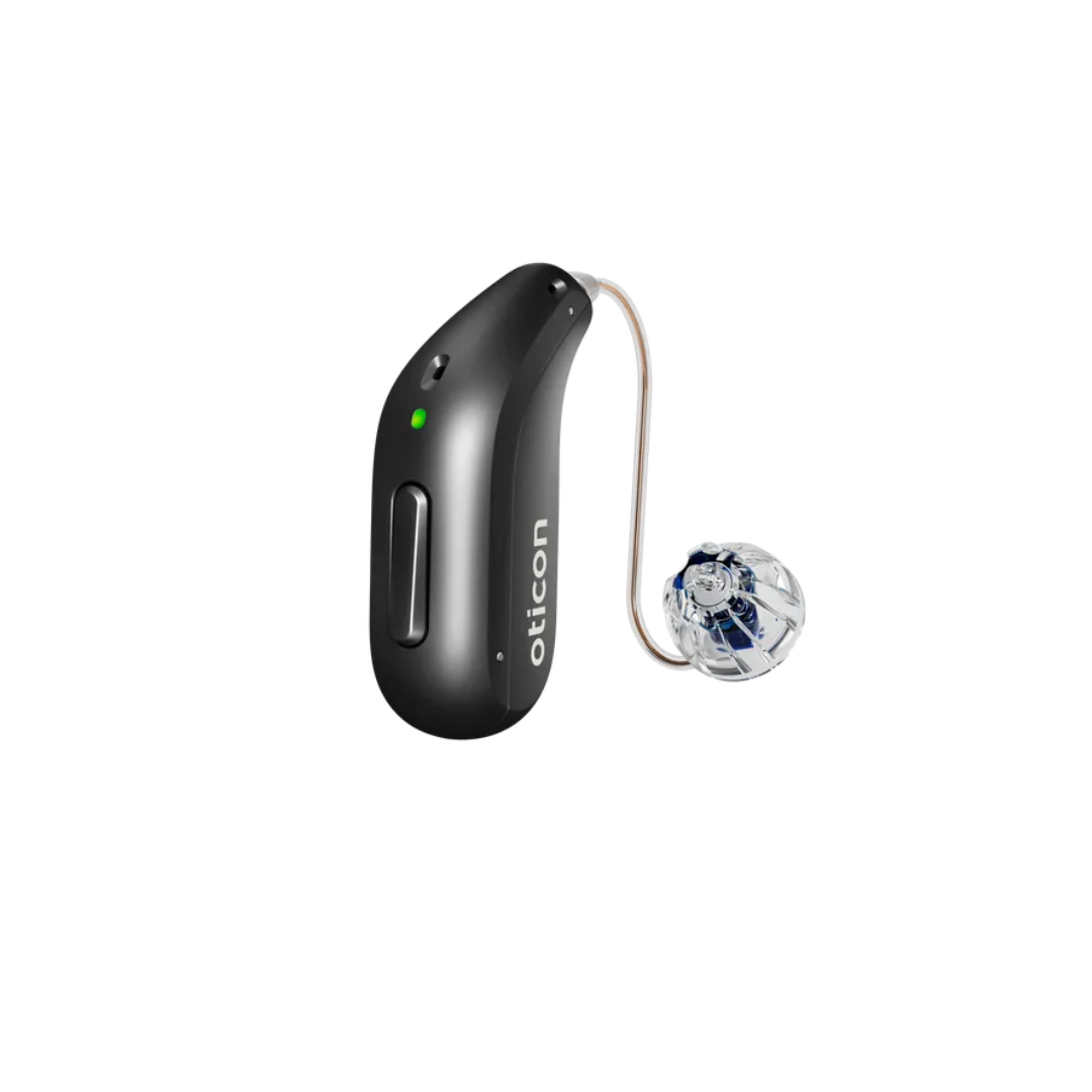 Oticon Intent 3 miniRITE Rechargeable Bluetooth Hearing Aid, Smart Charger.