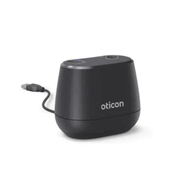 Oticon Intent 3 miniRITE Rechargeable Bluetooth Hearing Aid, Smart Charger.