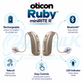 Oticon Ruby 2 miniRITE Power Hearing Aid (Chroma Beige)